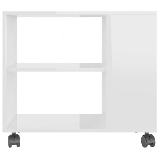 Šoninis staliukas, baltos spalvos, 70x35x55cm, mediena, blizgus