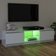 TV spintelė su LED apšvietimu, balta, 120x30x35,5cm, blizgi