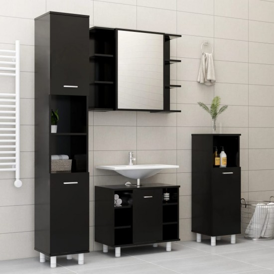 Vonios kambario spintelė, juodos spalvos, 30x30x179cm, MDP