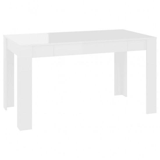 Valgomojo stalas, baltas, 140x74,5x76cm, MDP, ypač blizgus