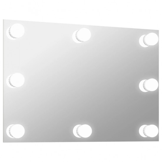 Sieninis veidrodis su LED lemputėmis, stačiakampis, stiklas