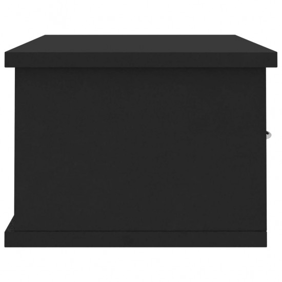 Sieninė lentyna su stalčiais, juoda, 60x26x18,5cm, MDP