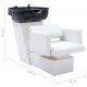 Kirpyklos kėdė su plautuve, balta/juoda, 129x59x82cm, oda