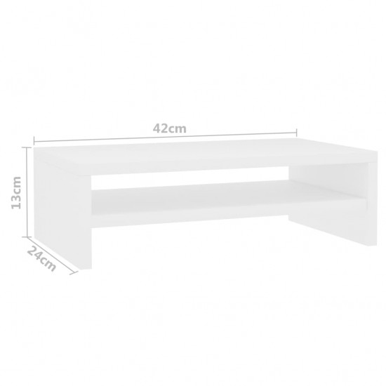 Monitoriaus stovas, baltos spalvos, 42x24x13 cm, MDP