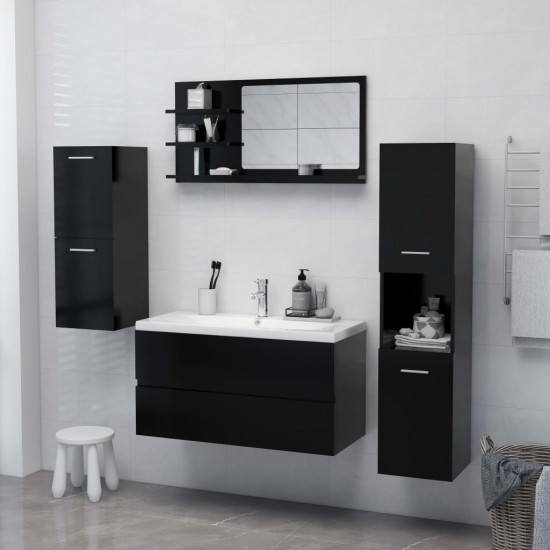 Vonios kambario veidrodis, juodos spalvos, 90x10,5x45cm, MDP