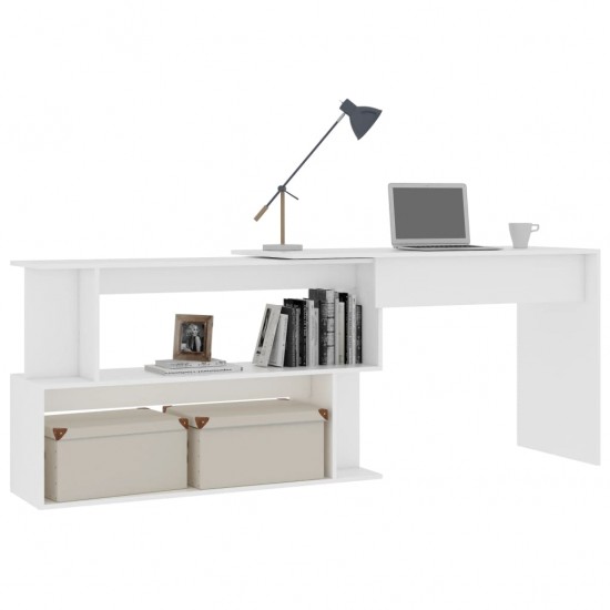 Kampinis rašomasis stalas, baltas, 200x50x76cm, MDP