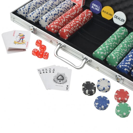 Pokerio rinkinys su 500 žetonų, aliuminis