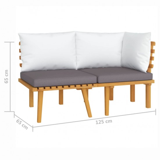 Sodo baldų komplektas su pagalvėmis, 2 dalių, akacijos masyvas