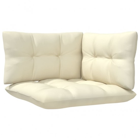 Kampinė sodo sofa su kreminėmis pagalvėlėmis, pušies masyvas