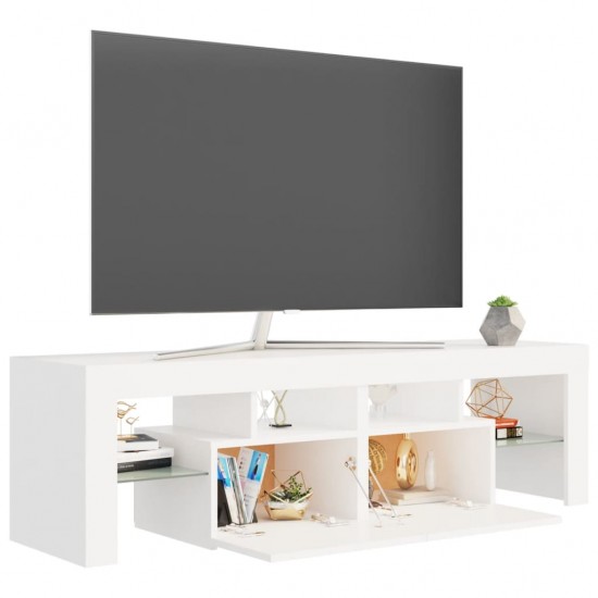 Televizoriaus spintelė su LED apšvietimu, balta, 140x36,5x40cm