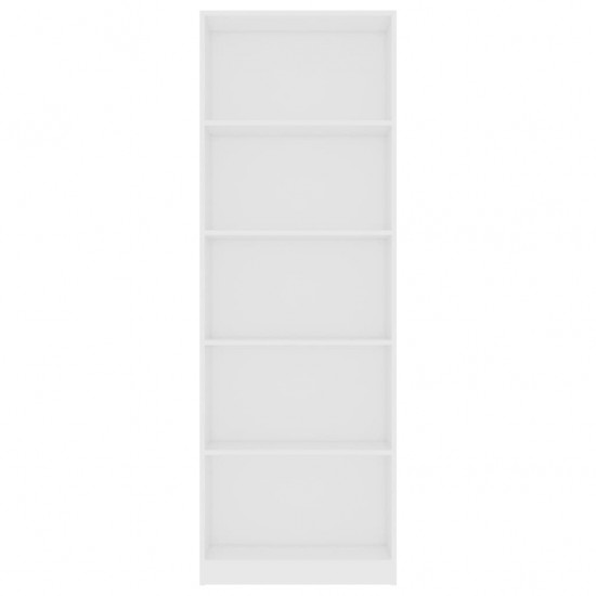 Spintelė knygoms, 5 lentynos, baltos spalvos, 60x24x175cm, MDP