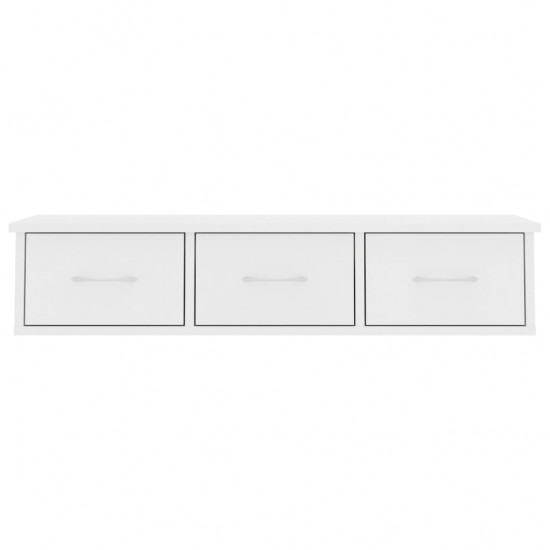 Sieninė lentyna su stalčiais, balta, 88x26x18,5cm, MDP