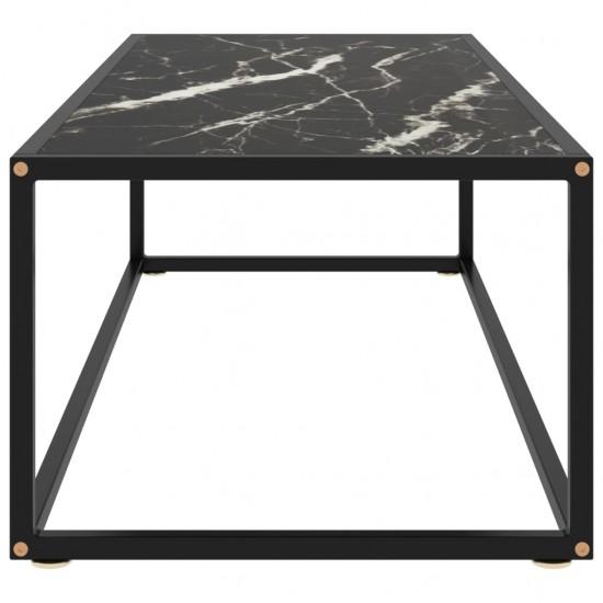 Kavos staliukas su juodo marmuro stiklu, juodas, 120x50x35cm