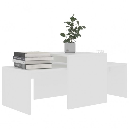 Kavos staliukų komplektas, baltas, 100x48x40cm, MDP