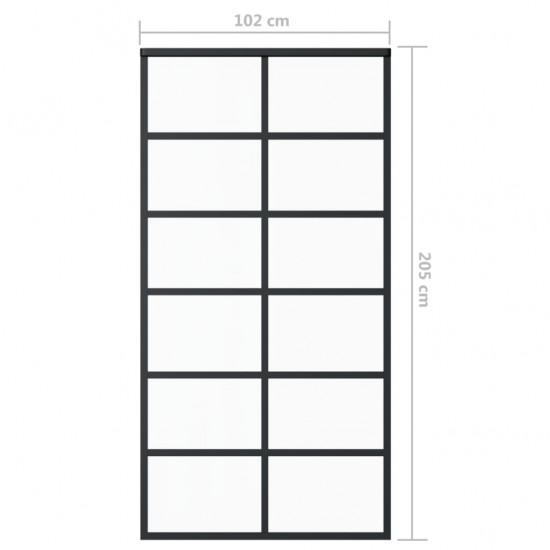 Stumdomos durys, juodos, 102x205cm, ESG stiklas ir aliuminis