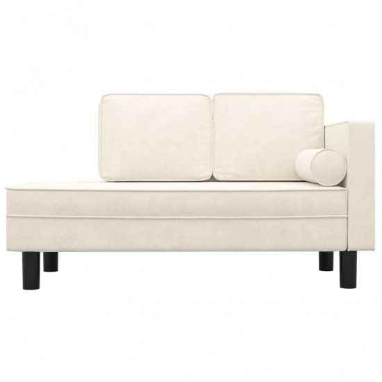 Poilsio sofa su pagalvėmis ir ilga pagalve, kreminė, aksomas