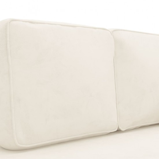 Poilsio sofa su pagalvėmis ir ilga pagalve, kreminė, aksomas