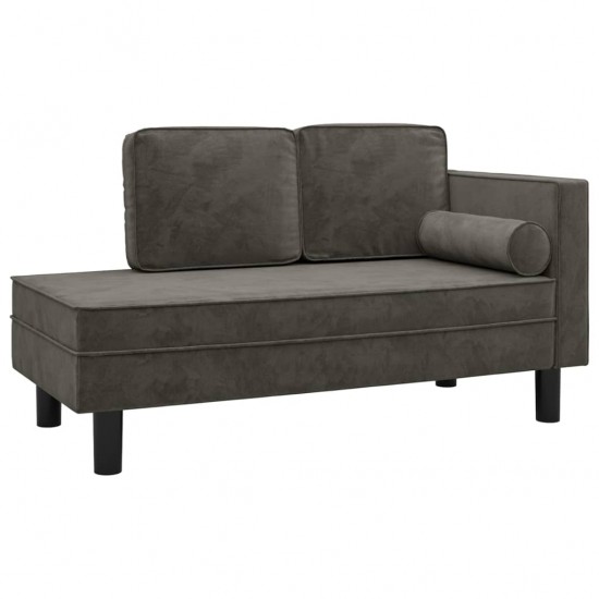 Poilsio sofa su pagalvėmis/ilga pagalve, tamsiai pilka, aksomas