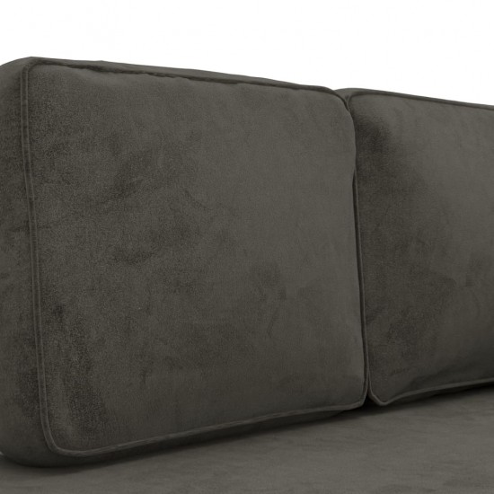 Poilsio sofa su pagalvėmis/ilga pagalve, tamsiai pilka, aksomas