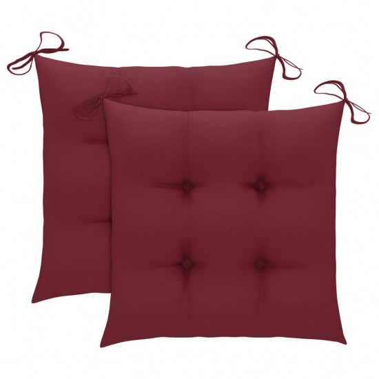 Supama kėdė su vyno raudona pagalvėle, tikmedžio masyvas