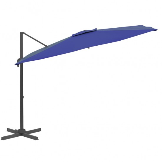 Gembės formos skėtis su aliuminiu stulpu, mėlynas, 400x300cm