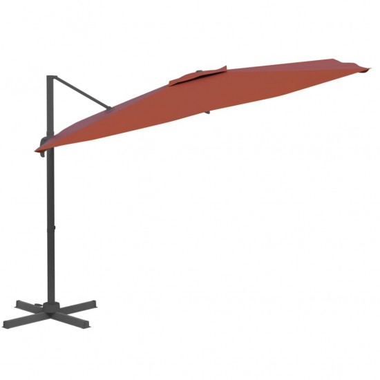 Gembės formos skėtis su LED, terakota spalvos, 400x300cm