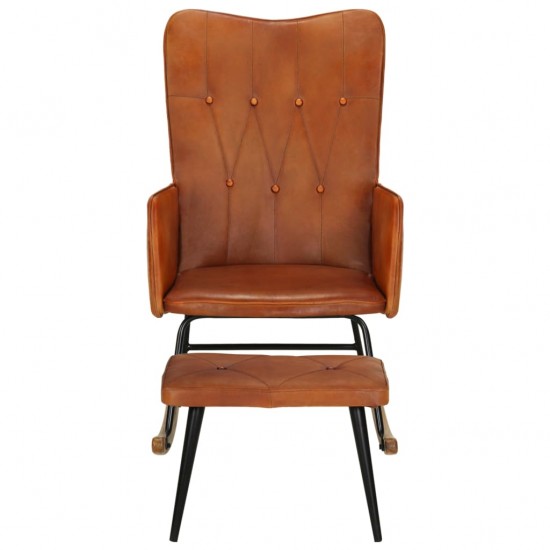 Supama kėdė su pakoja, gelsvai rudos spalvos, tikra oda