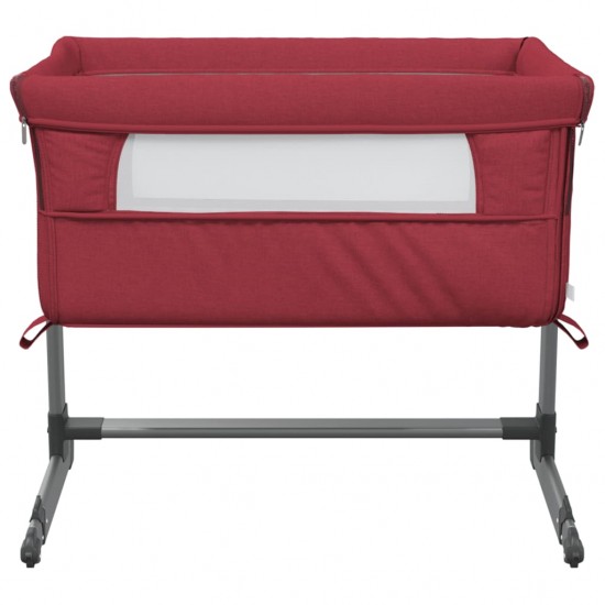 Kūdikio lovytė su čiužiniu, raudonos spalvos, lininis audinys