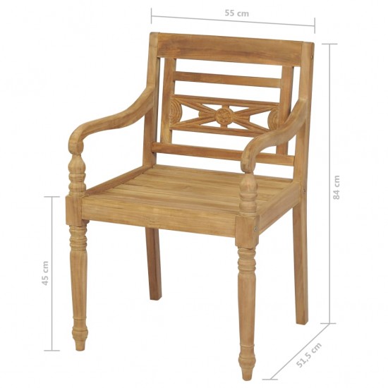 Batavia kėdės, 2 vnt., tikmedžio mediena