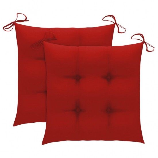 Supama kėdė su raudonos spalvos pagalvėle, tikmedžio masyvas