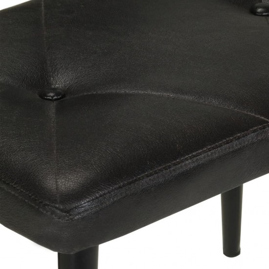 Supama kėdė su pakoja, juodos spalvos, tikra oda