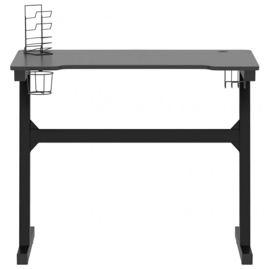 Žaidimų stalas su Z formos kojelėmis, juodas, 90x60x75cm