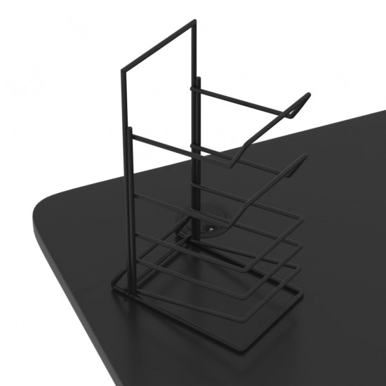 Žaidimų stalas su Z formos kojelėmis, juodas, 90x60x75cm
