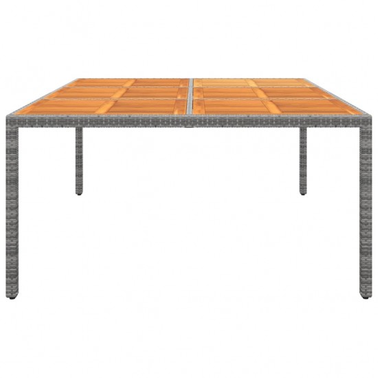 Sodo stalas, pilkas, 200x150x75cm, akacijos mediena/poliratanas