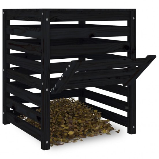 Komposto dėžė, juoda, 63,5x63,5x77,5cm, pušies medienos masyvas