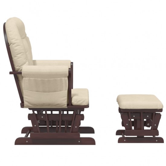 Supama kėdė su pakoja, kreminės baltos spalvos, audinys