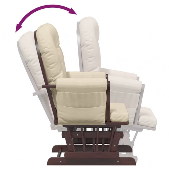 Supama kėdė su pakoja, kreminės baltos spalvos, audinys