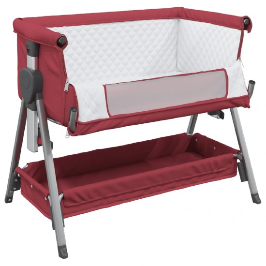Kūdikio lovytė su čiužiniu, raudonos spalvos, lininis audinys