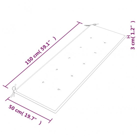 Batavia suoliukas su pilka pagalvėle, 150cm, tikmedžio mediena