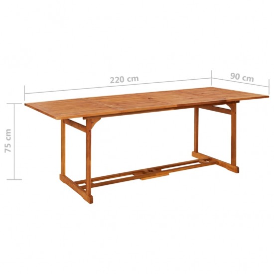 Sodo valgomojo stalas, 220x90x75 cm, akacijos medienos masyvas