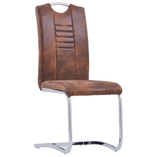 Gembinės valgomojo kėdės, 4 vnt., rudos, dirbtinė versta oda