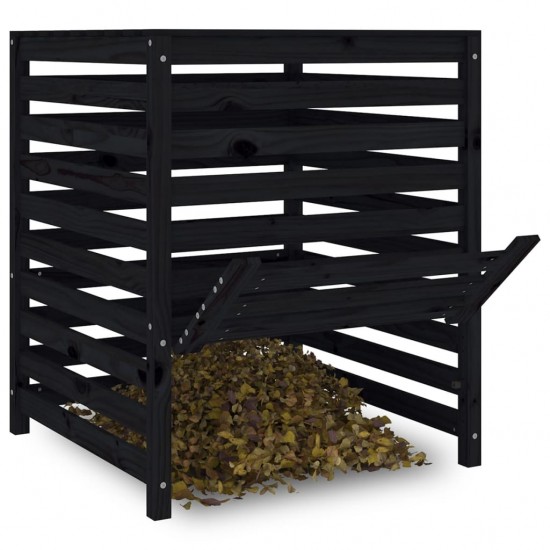 Komposto dėžė, juoda, 82,5x82,5x99,5cm, pušies medienos masyvas