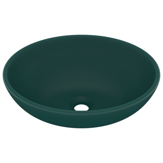 Prabangus praustuvas, matinis žalias, 40x33cm, keramika, ovalus