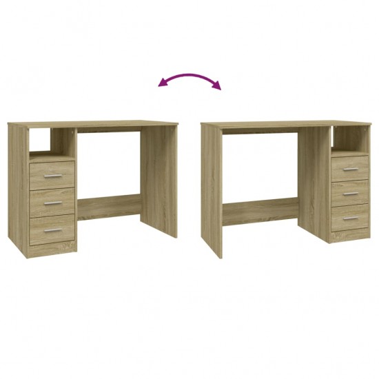 Rašomasis stalas su stalčiais, ąžuolo, 102x50x76cm, mediena