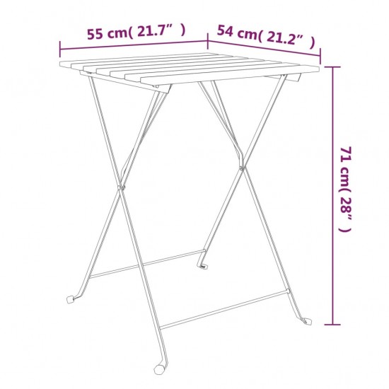 Sulankstomas bistro stalas, 55x54x71cm, akacija ir plienas