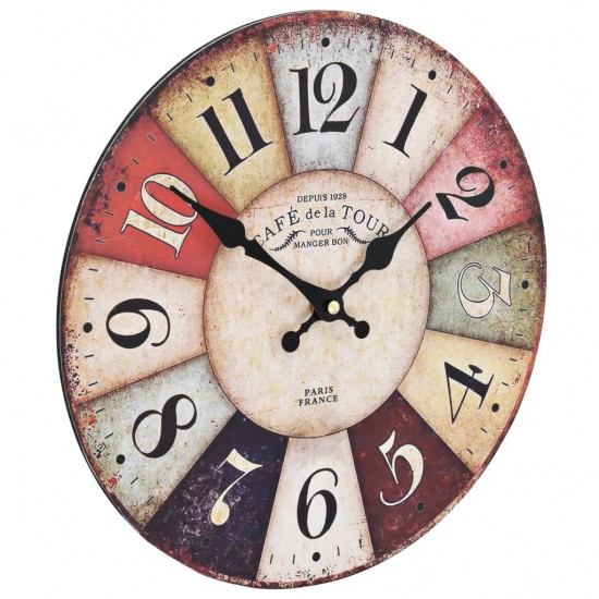 Sieninis laikrodis, 30 cm, spalvotas, vintažinio dizaino