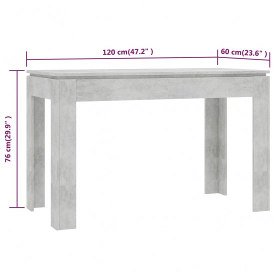 Valgomojo stalas, betono pilkos spalvos, 120x60x76cm, MDP