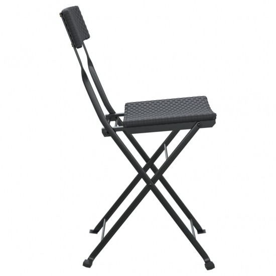 Sulankstomos bistro kėdės, 2vnt., juodos, poliratanas/plienas