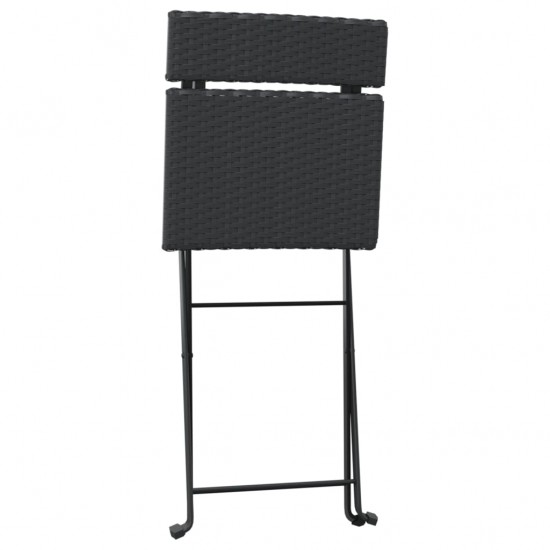 Sulankstomos bistro kėdės, 2vnt., juodos, poliratanas/plienas