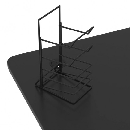 Žaidimų stalas su Y formos kojelėmis, juodas, 90x60x75cm